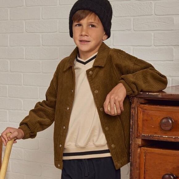 NWT Rylee + Cru Corduroy Bomber Jacket Sage Sz 8-9 - Picture 3 of 8